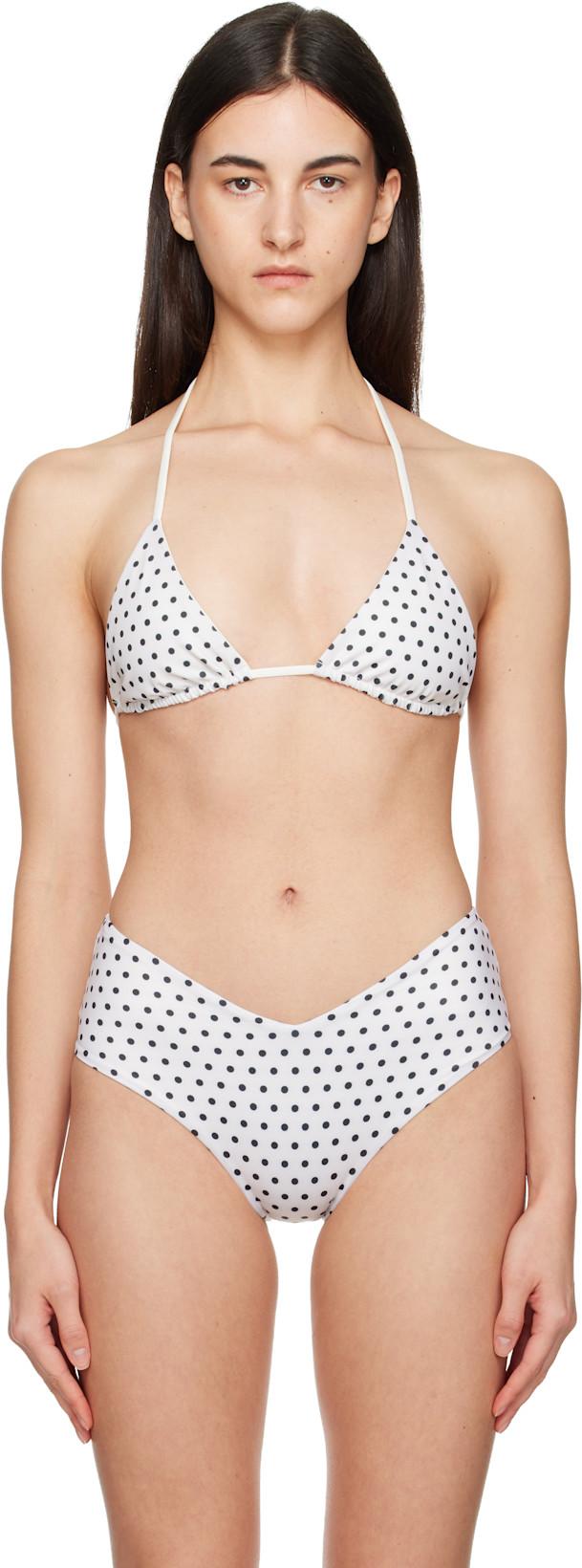 White & Black Estelle Bikini Top by BELLE ANNA