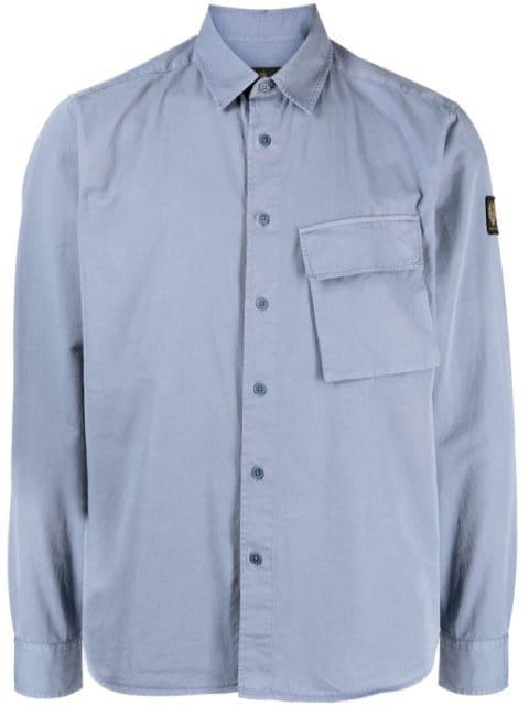 logo-patch button-up cotton shirt by BELSTAFF