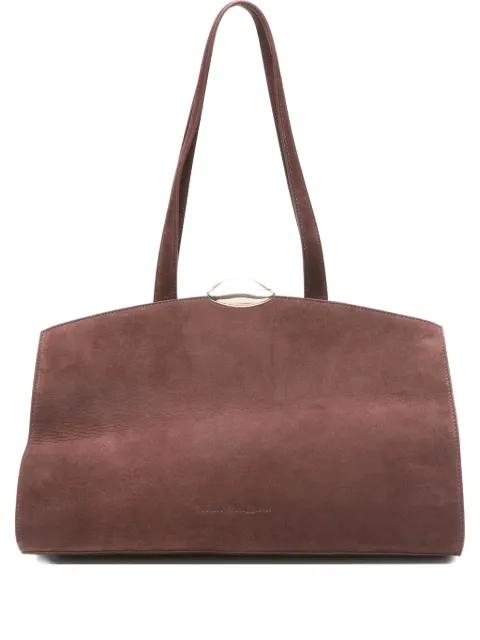 curved-top suede shoulder bag by BENEDETTA BRUZZICHES