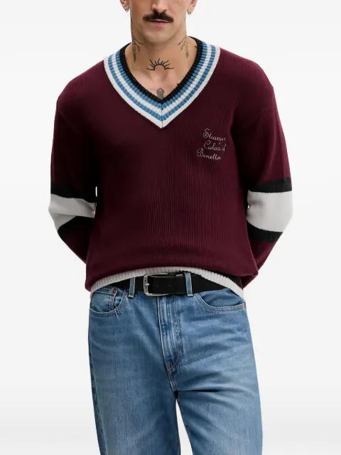 striped V-neck sweater by BENETTON