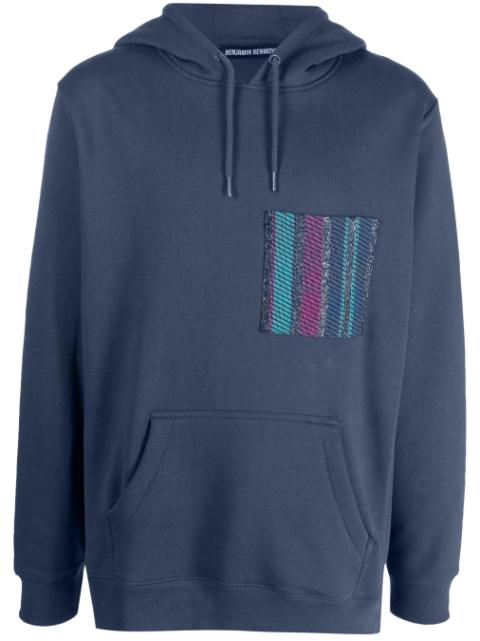 striped-patch organic-cotton hoodie by BENJAMIN BENMOYAL