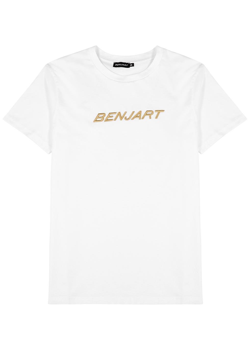 White logo-embroidered cotton T-shirt by BENJART