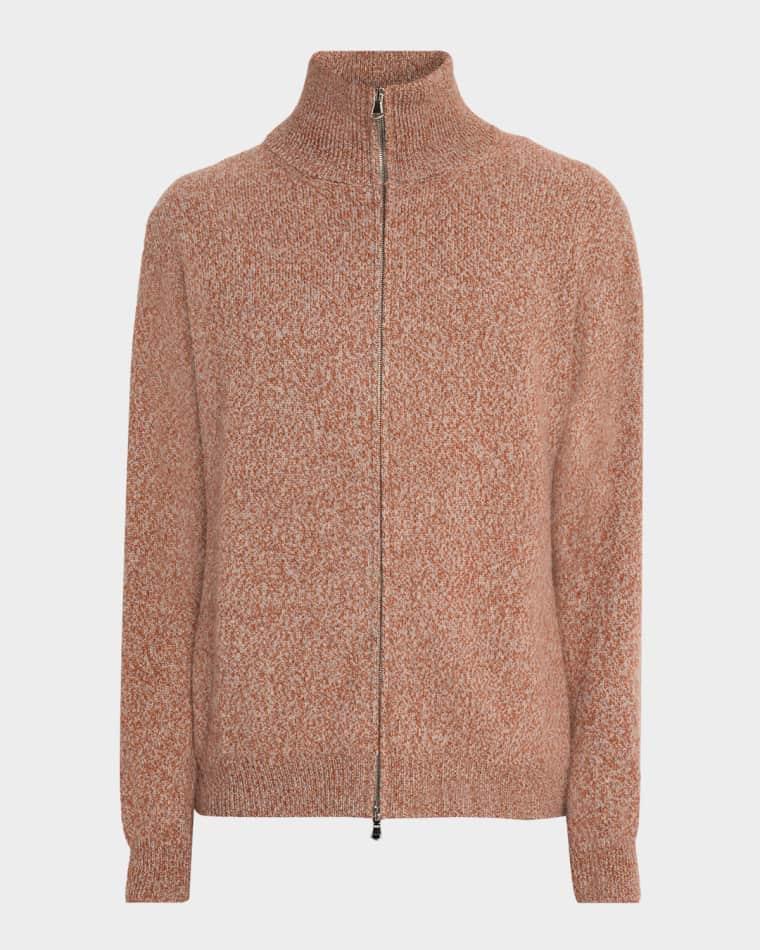 Men's Tricolor Marled Full Zip Sweater by BERGDORF GOODMAN