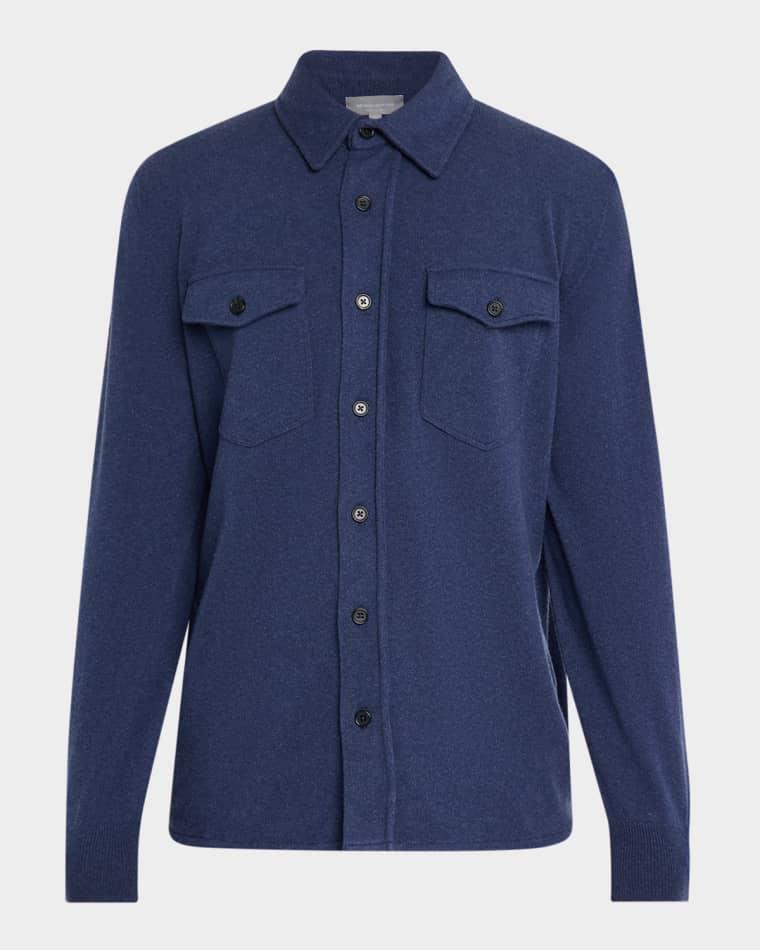 Men's Wool and Cashmere Dual-Pocket Button-Down Shirt by BERGDORF GOODMAN