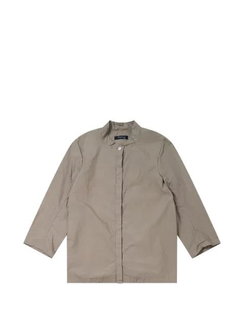 mandarin-collar concealed-fastening blouse by BERGFABEL