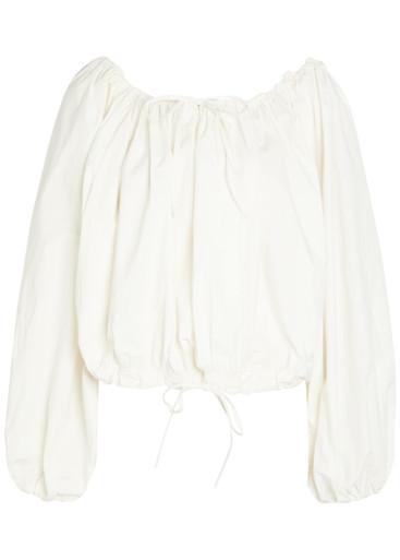 Ally gathered stretch-cotton poplin top by BERNADETTE