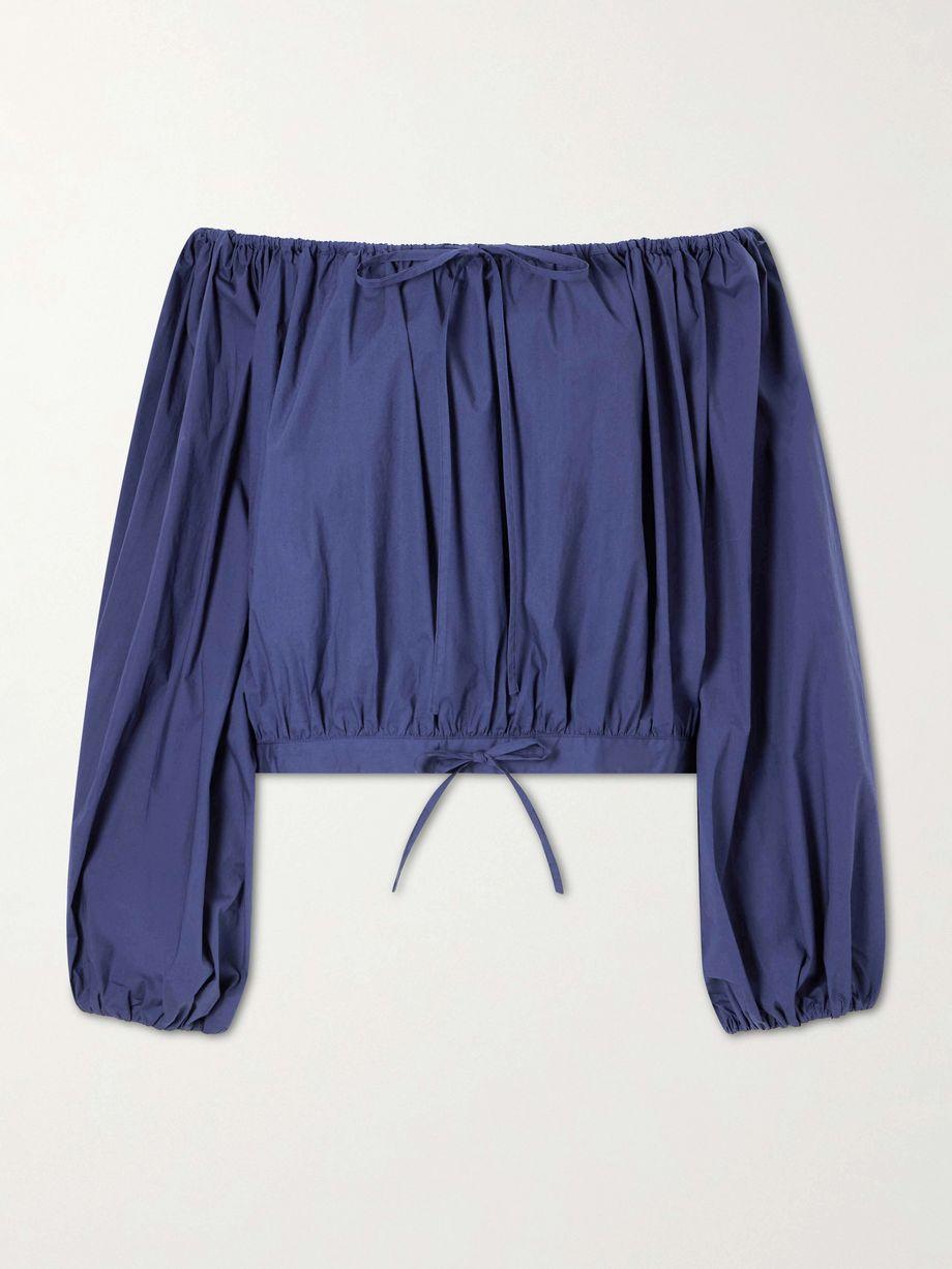 Ally off-the-shoulder cropped cotton-blend blouse by BERNADETTE