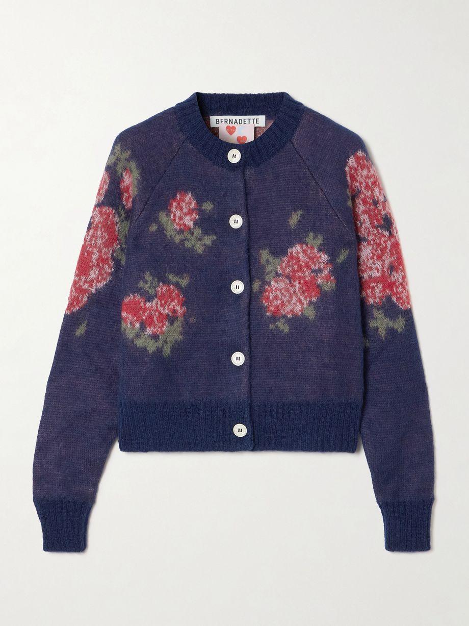 Amelia floral-jacquard mohair-blend cardigan by BERNADETTE