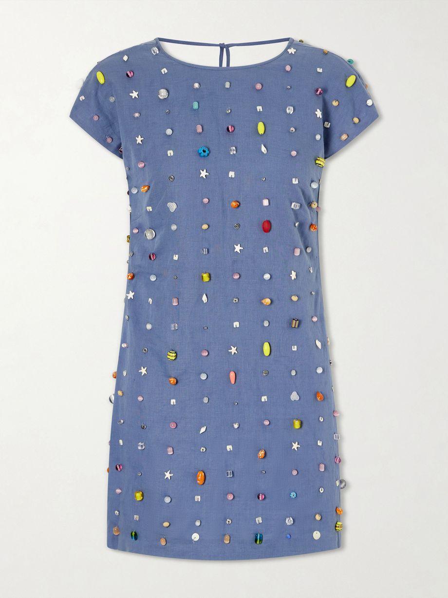 Anne appliquéd cotton and linen-blend mini dress by BERNADETTE