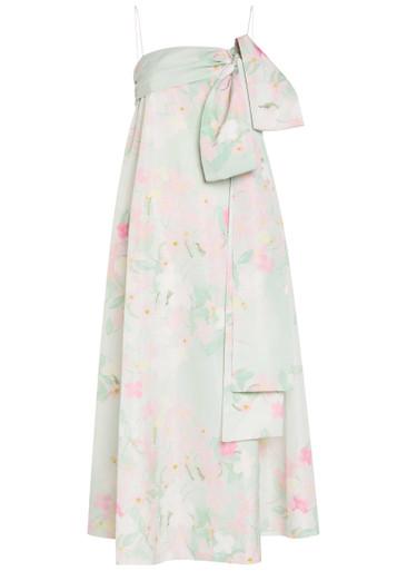 Bailey bow floral-print shell midi dress by BERNADETTE