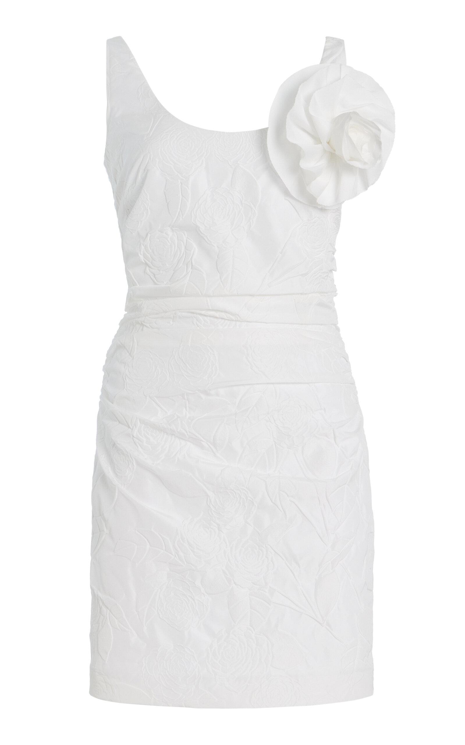 Bernadette Gisele Brooch-Detailed Camellia-Embossed Mini Dress - Moda Operandi by BERNADETTE