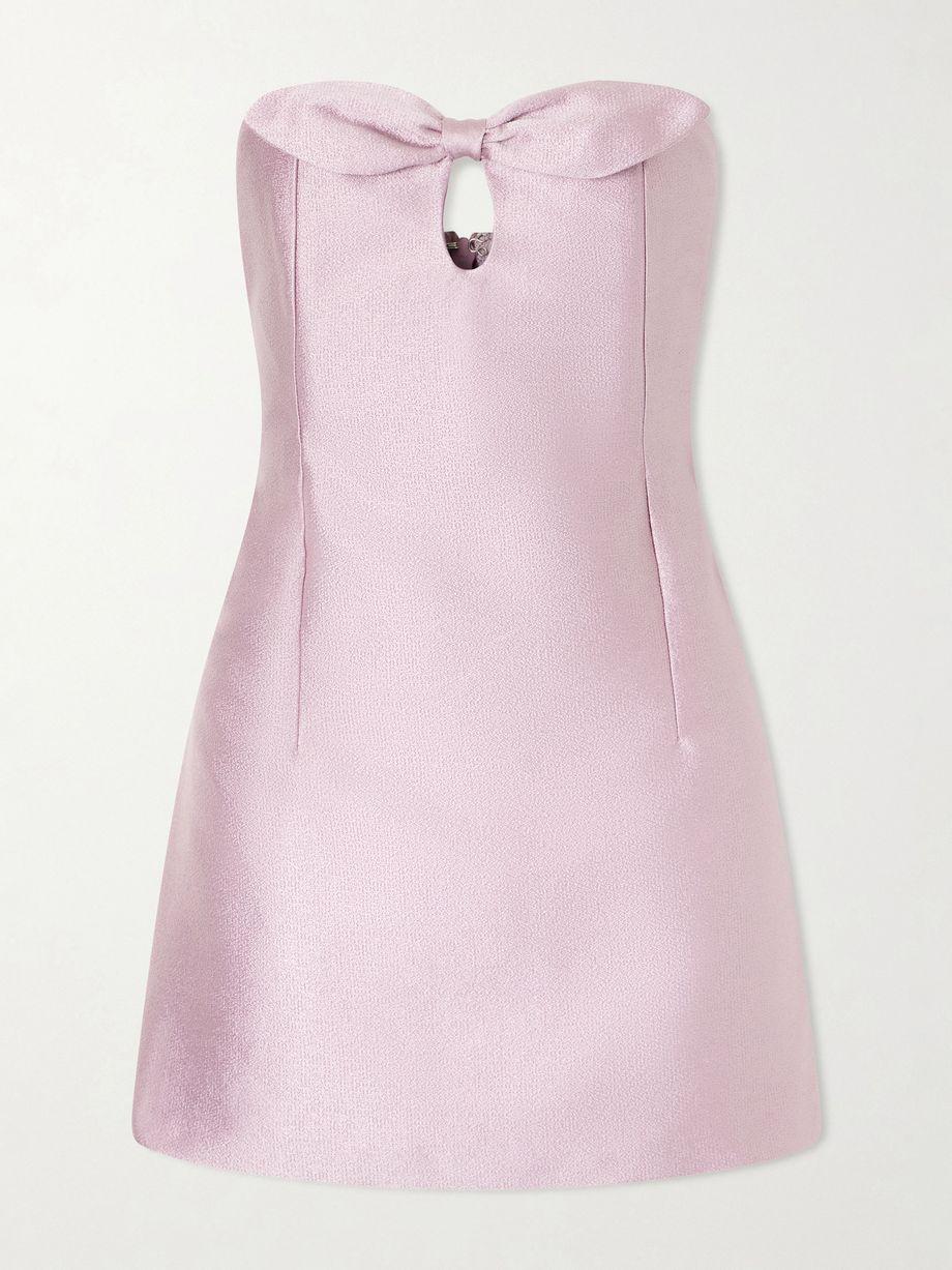 Charlotte strapless bow-detailed satin mini dress by BERNADETTE