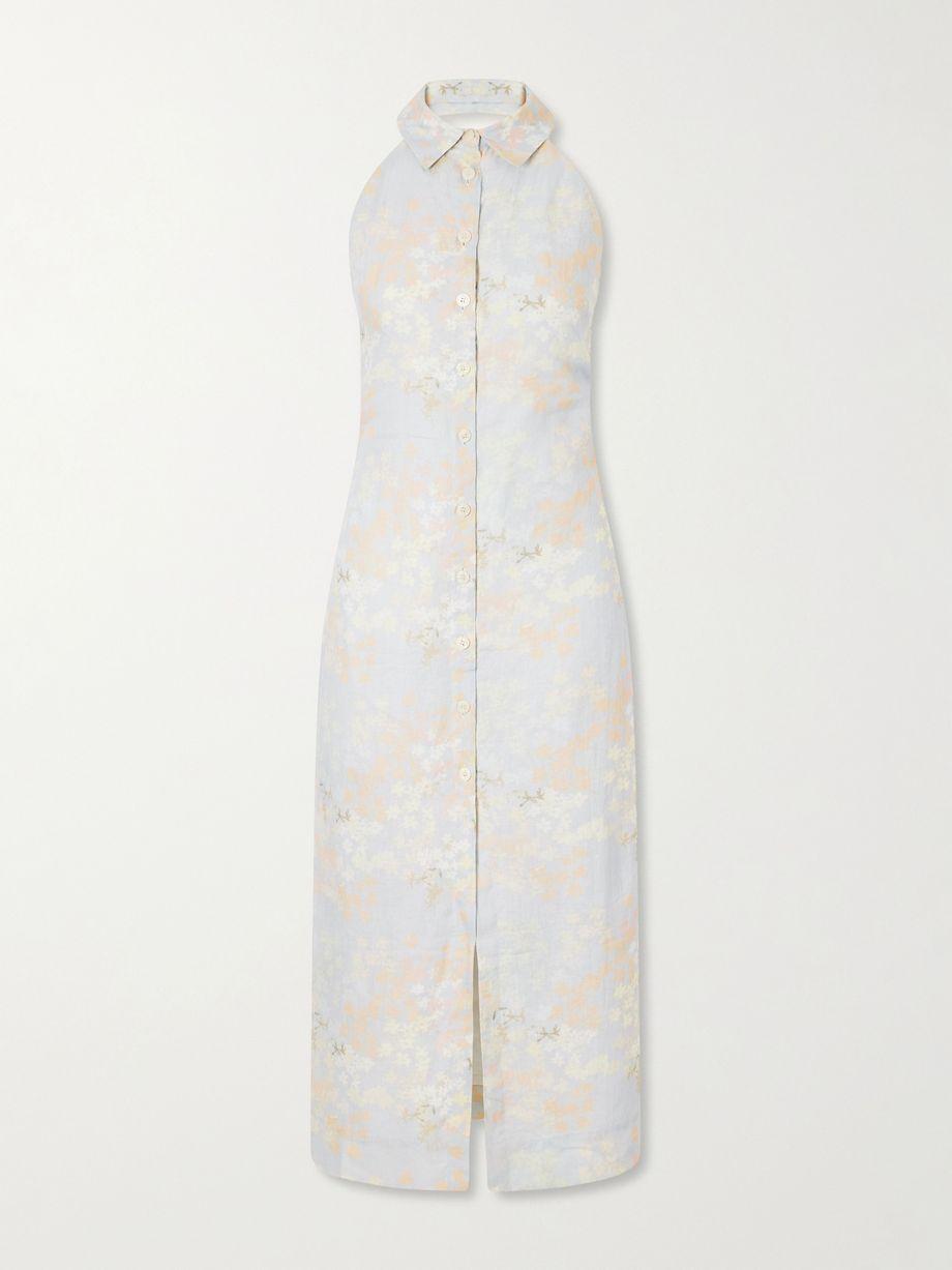 Cici Jasmin floral-print linen halterneck midi dress by BERNADETTE