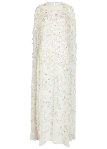 Elenore floral-appliquéd chiffon maxi dress by BERNADETTE