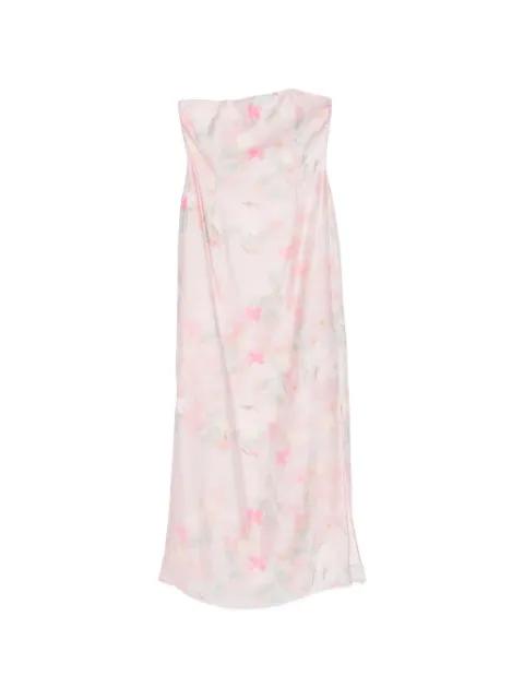 Elora floral-print strapless midi dress by BERNADETTE