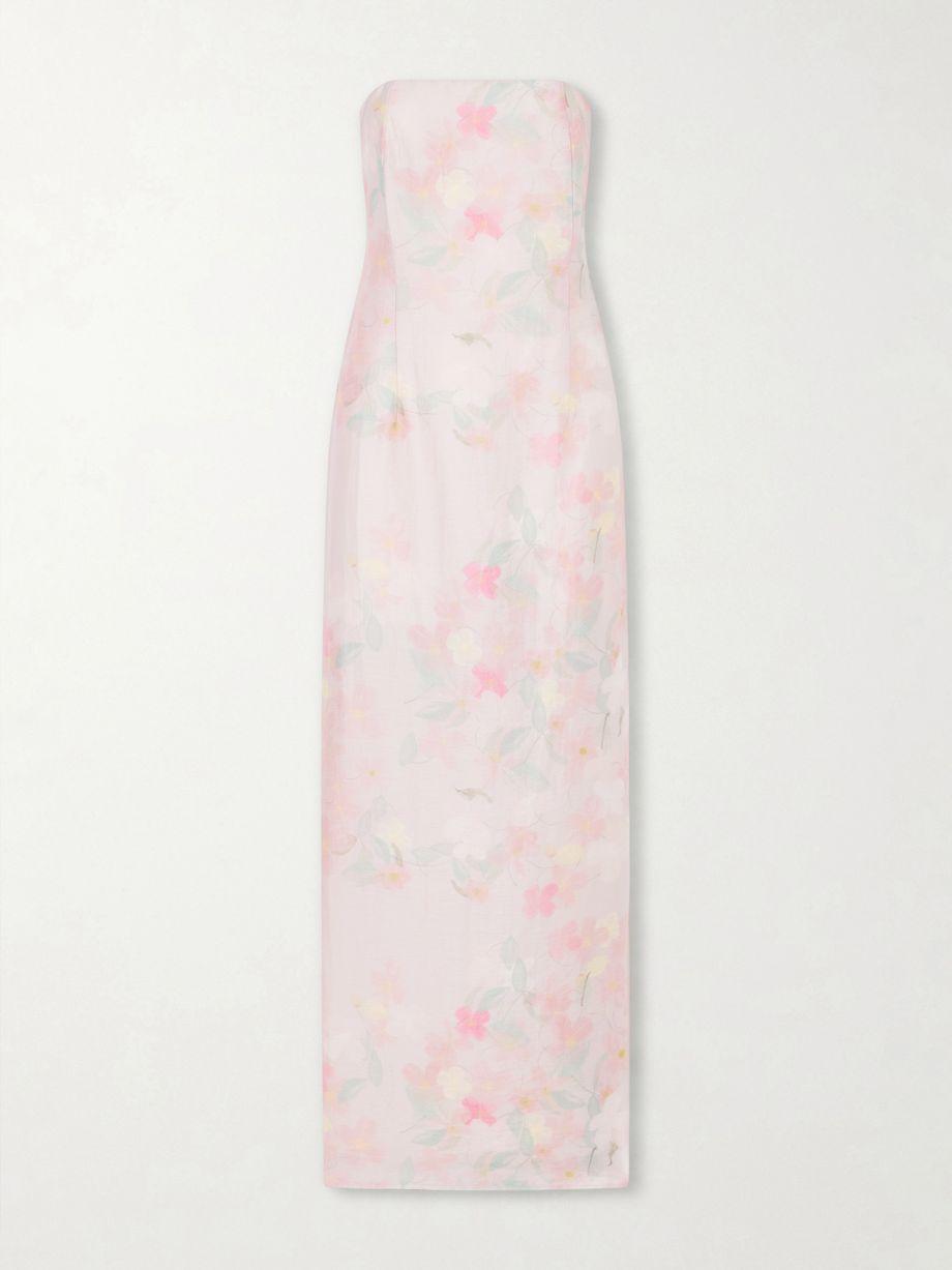 Elora strapless floral-print TENCEL™-blend organza maxi dress by BERNADETTE