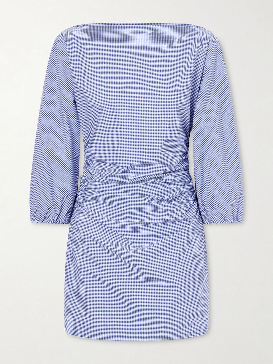 Ezra gathered checked cotton mini dress by BERNADETTE