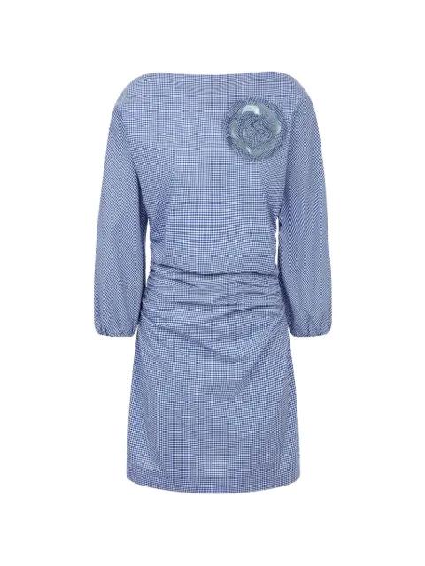 Ezra gingham-check brooch dress by BERNADETTE