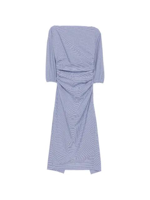 Ezra gingham-check ruched mini dress by BERNADETTE