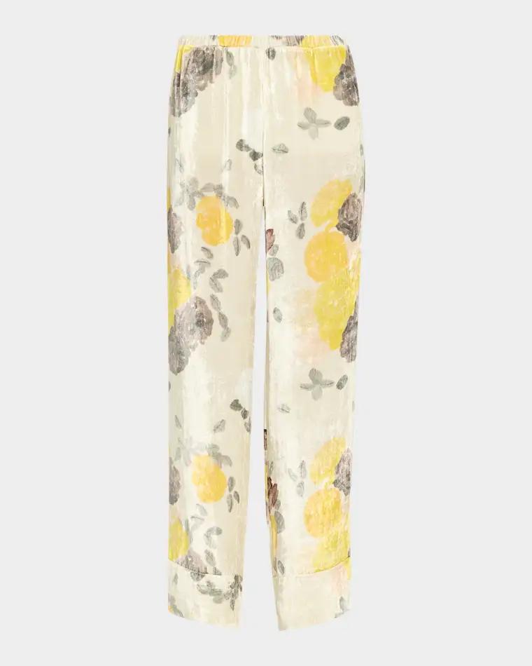 Floral Velvet Relaxed Pants by BERNADETTE