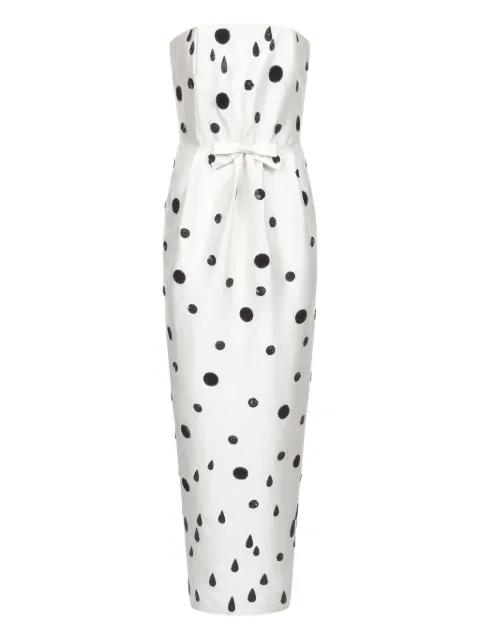 Jones polka-dot patterned bow-detailed maxi dress by BERNADETTE