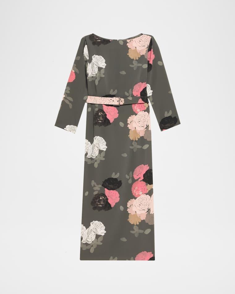 Luce Floral-Print Belted Midi Dress by BERNADETTE