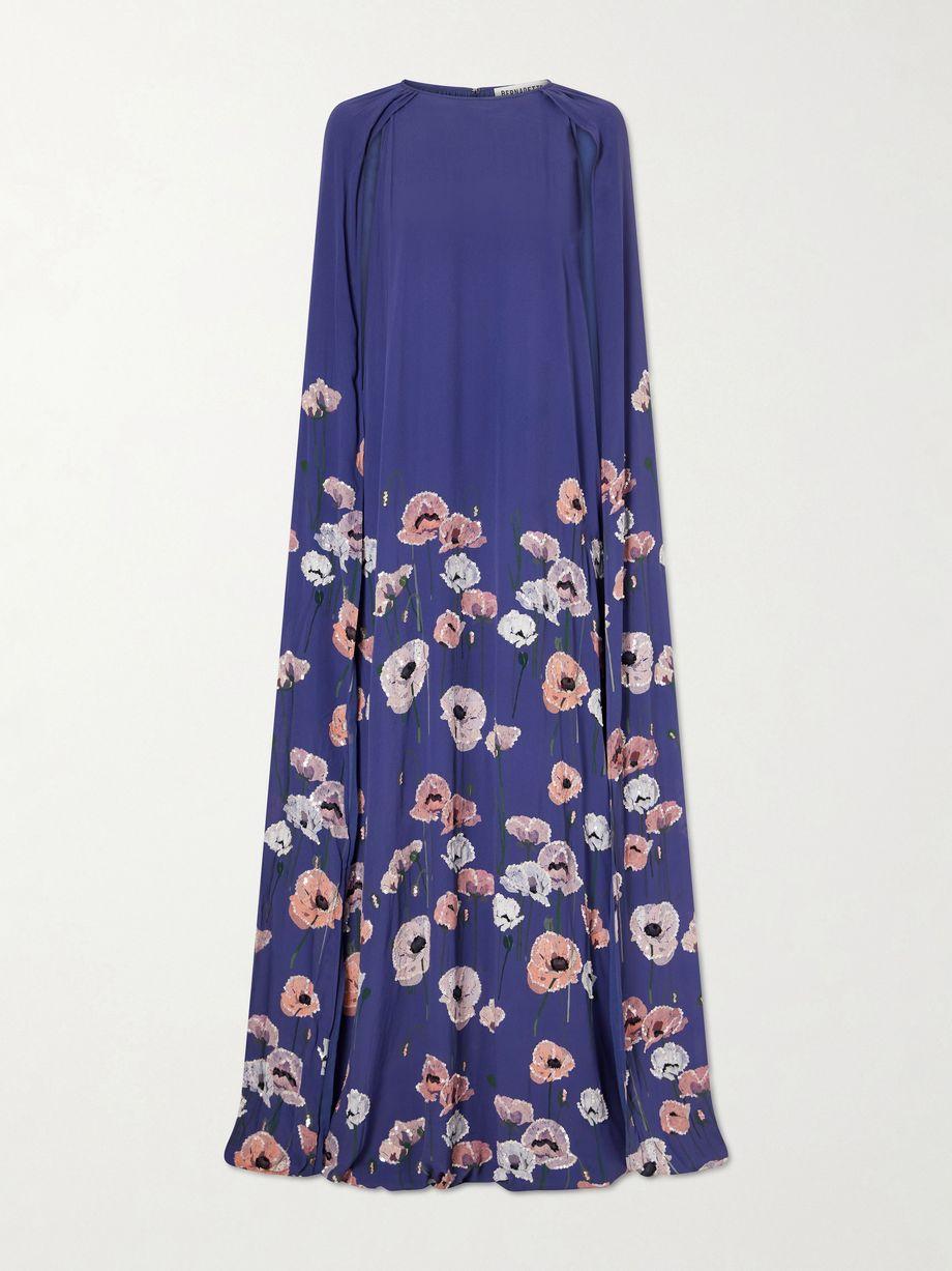 Minnie cape-effect sequin-embellished embroidered crepe gown by BERNADETTE