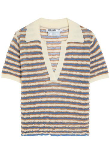 Ophelia striped fine-knit polo top by BERNADETTE