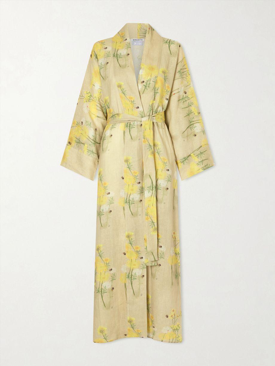 Peignoir belted floral-print linen maxi dress by BERNADETTE