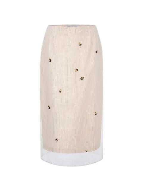 Roxanne bee-embroidered mid skirt by BERNADETTE