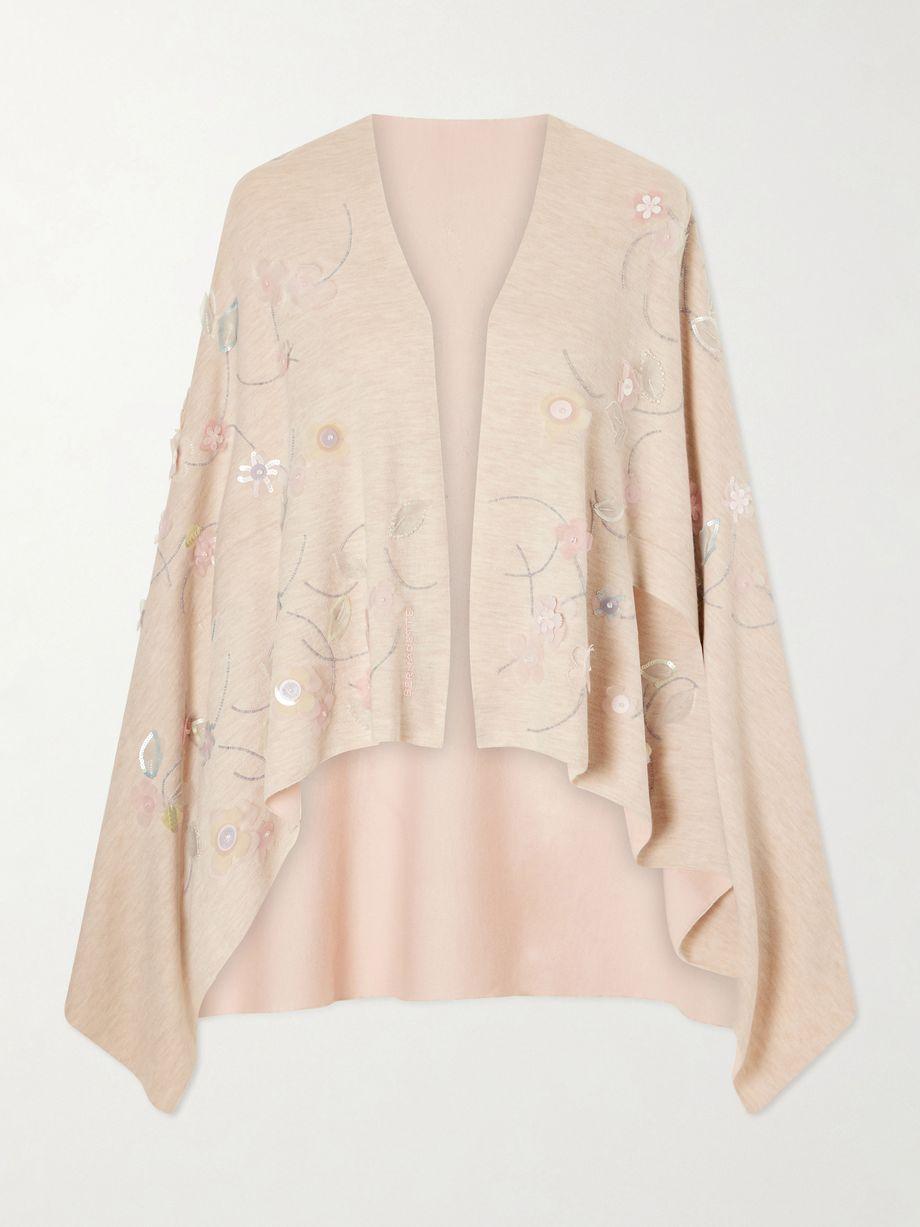 Shirene embellished embroidered cashmere-blend cape by BERNADETTE