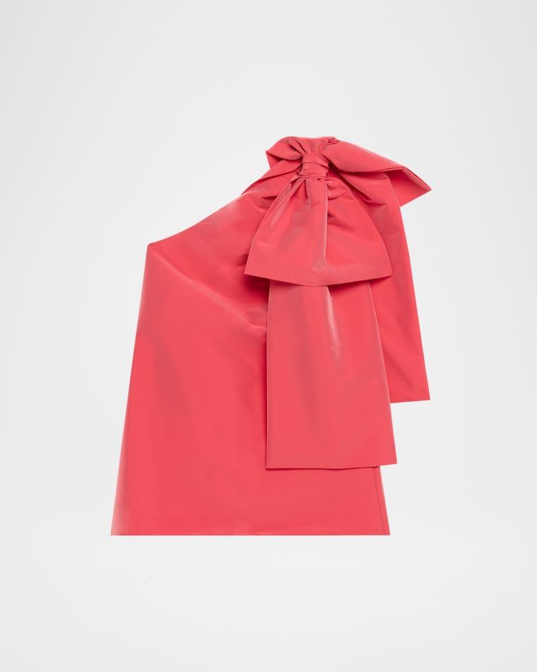 Winnie Bow One-Shoulder Taffeta Mini Dress by BERNADETTE