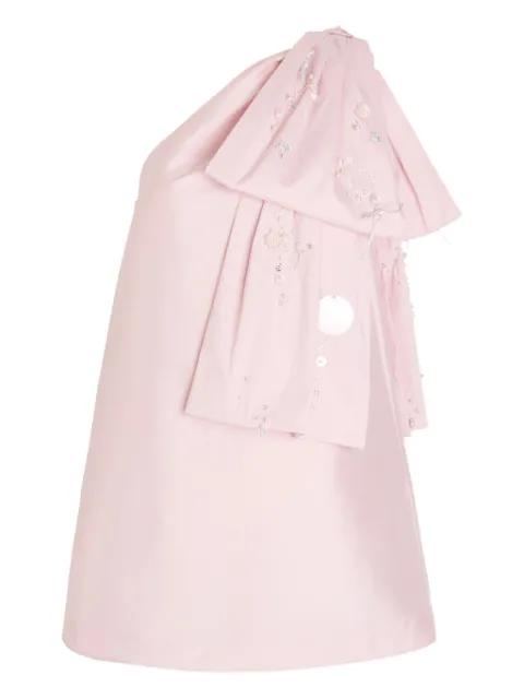one-shoulder bow-embellished dress by BERNADETTE