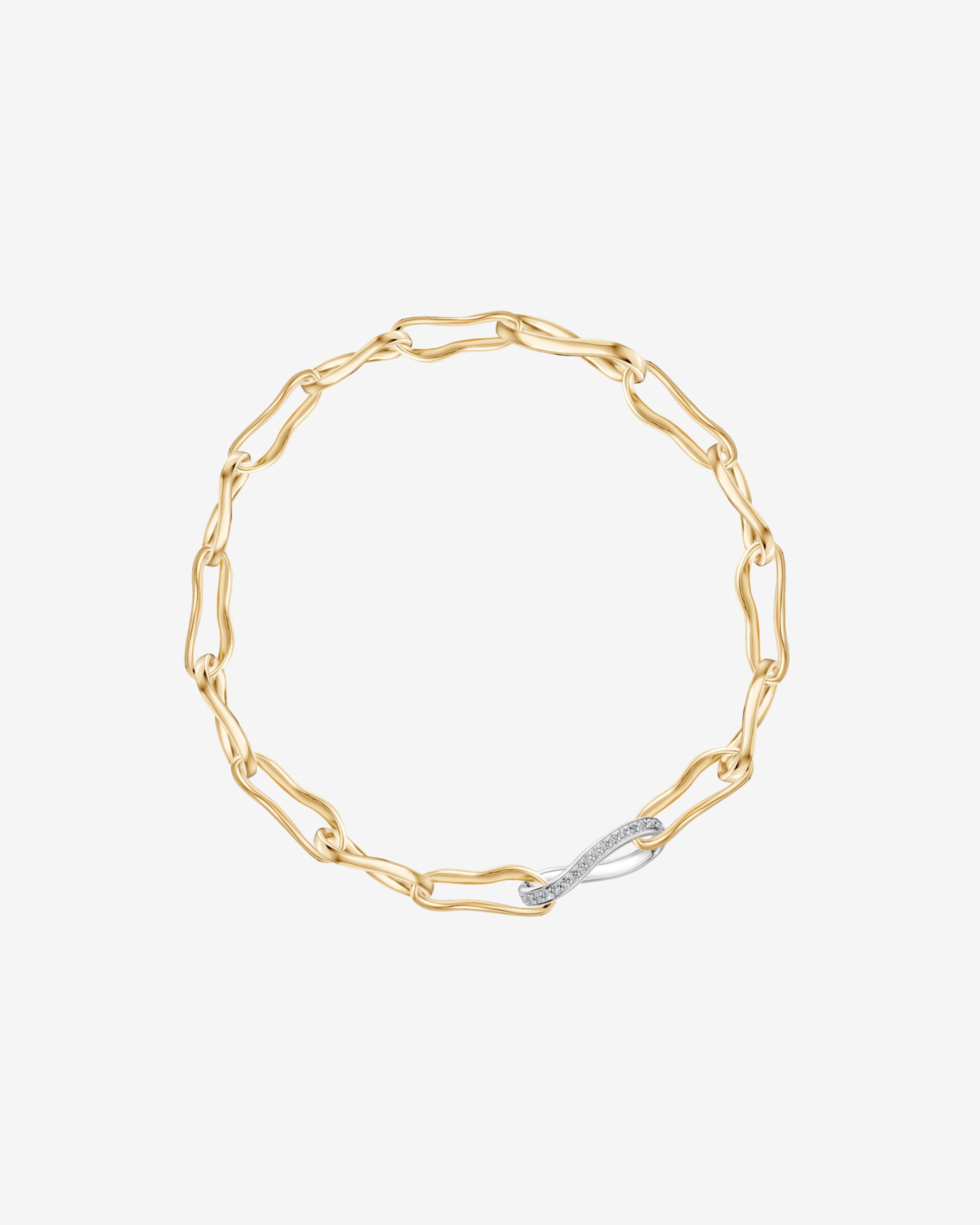 Bernard James - Crushed Macro Link Necklace - (Yellow Gold/White Gold) by BERNARD JAMES