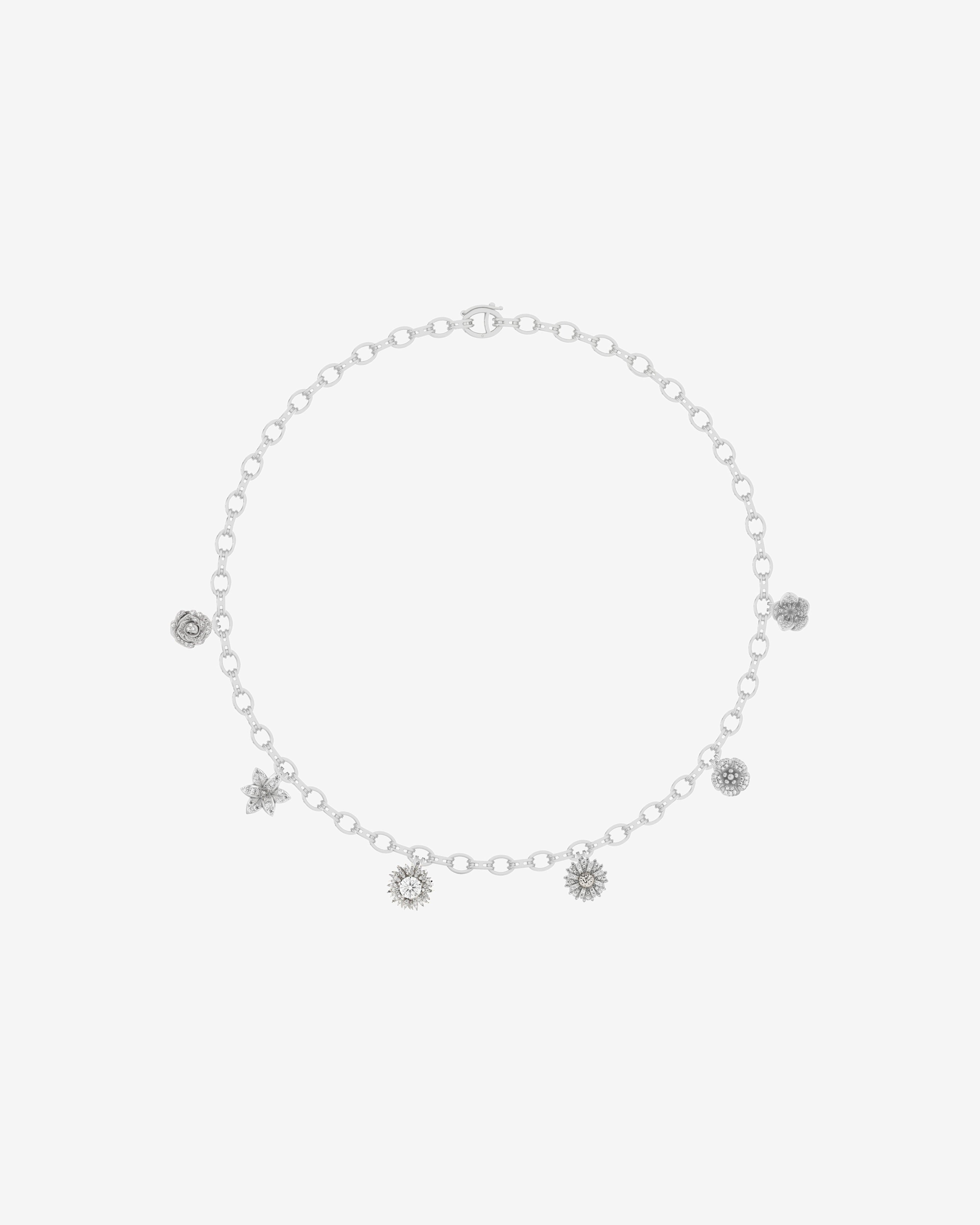 Bernard James - Pave Flora Maxi Charm Necklace - (White Gold) by BERNARD JAMES