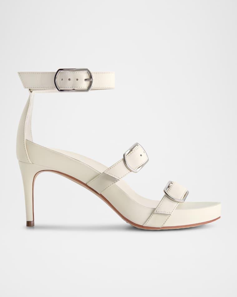Castel Leather Triple Buckle Stiletto Sandals by BERNARDO 1946