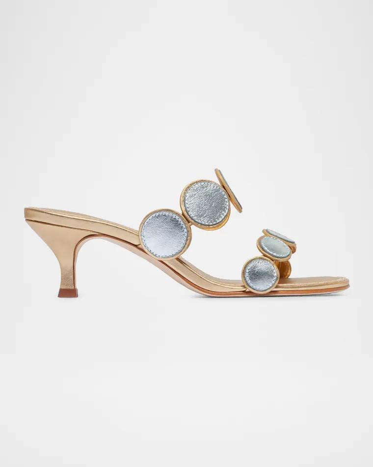 55mm Prya Leather Kitten-Heel Sandals by BERNARDO