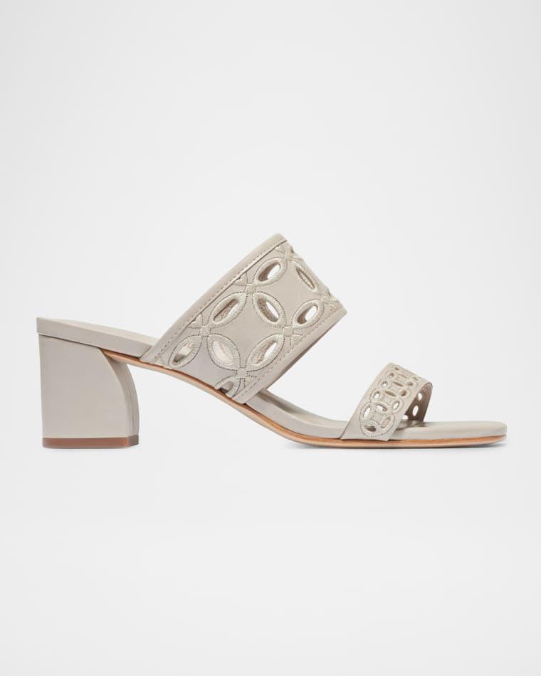 Gemma Embroidered Leather Mule Sandals by BERNARDO