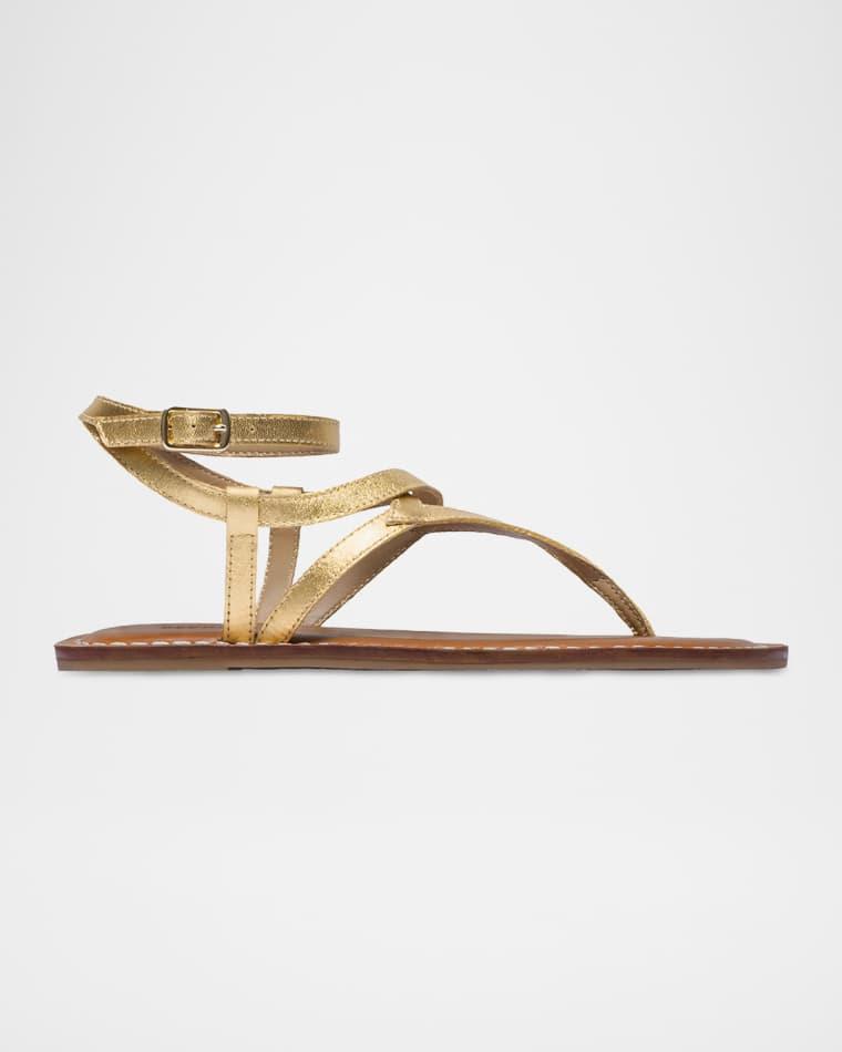 Mallorie Leather Geometric Thong Sandals by BERNARDO