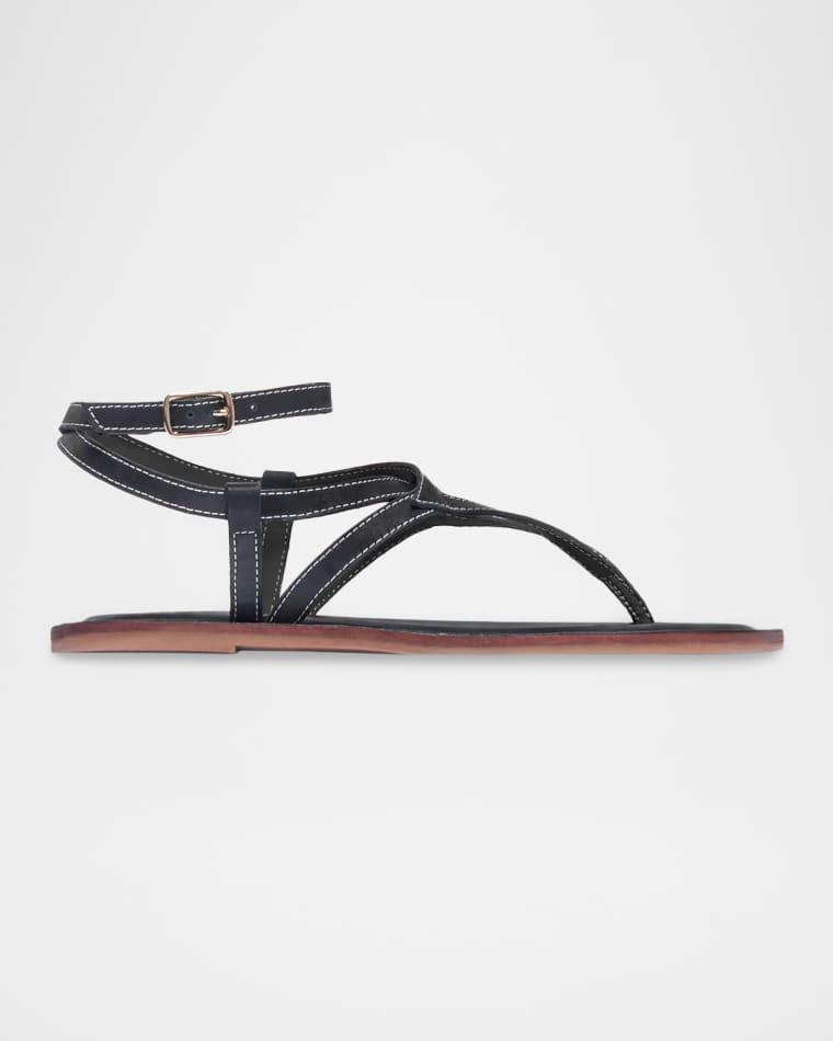 Mallorie Leather Geometric Thong Sandals by BERNARDO
