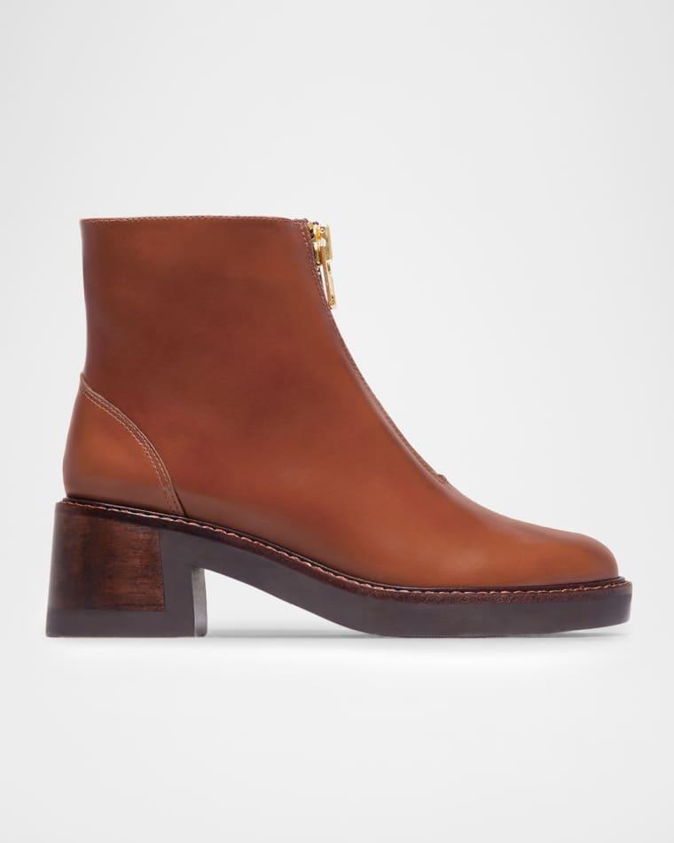 Tess Leather Front-Zip Ankle Boots by BERNARDO