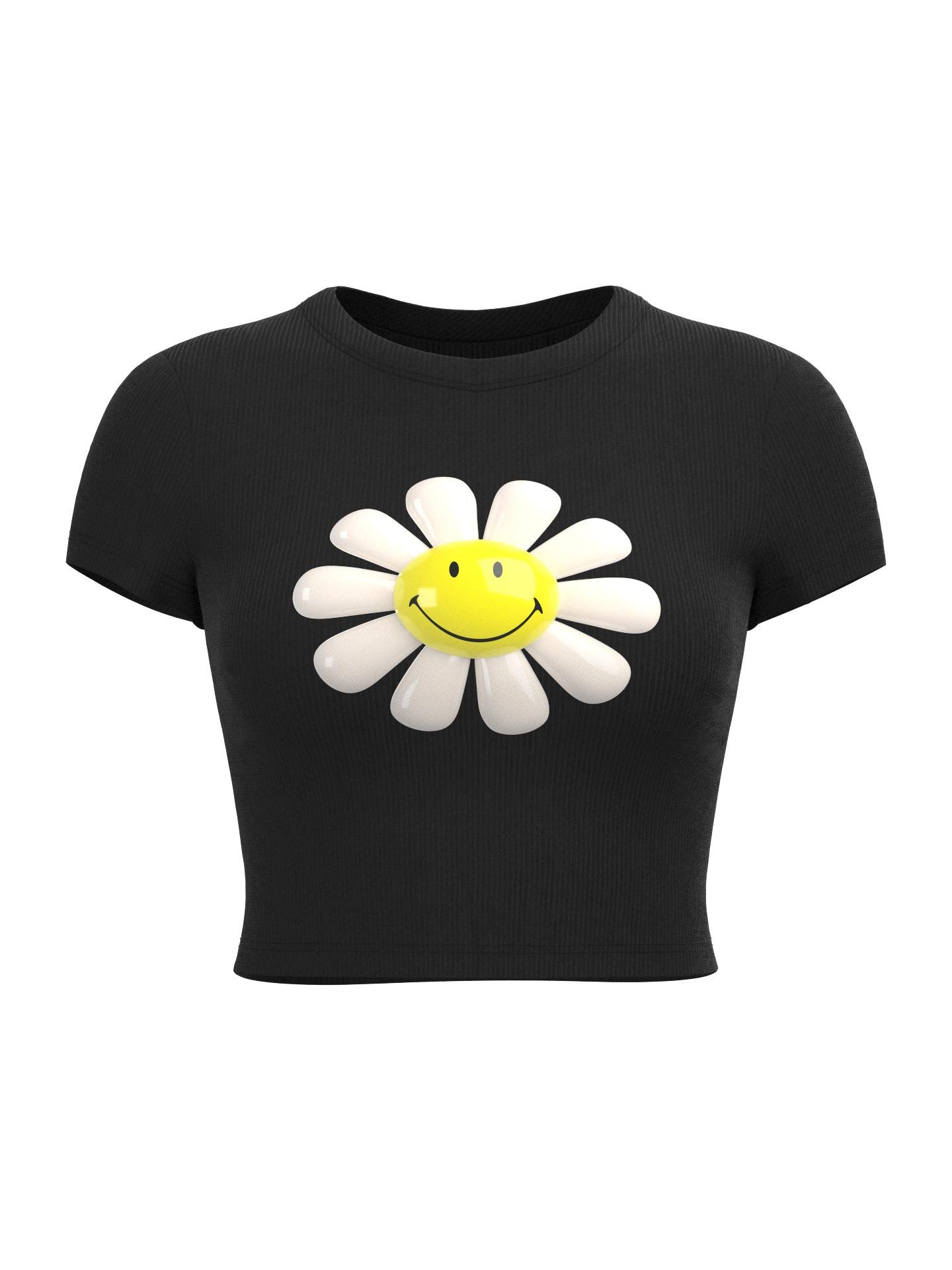 Short sleeve T-shirt with a daisy Smiley® print by BERSHKA SMILEY® X DRESSX