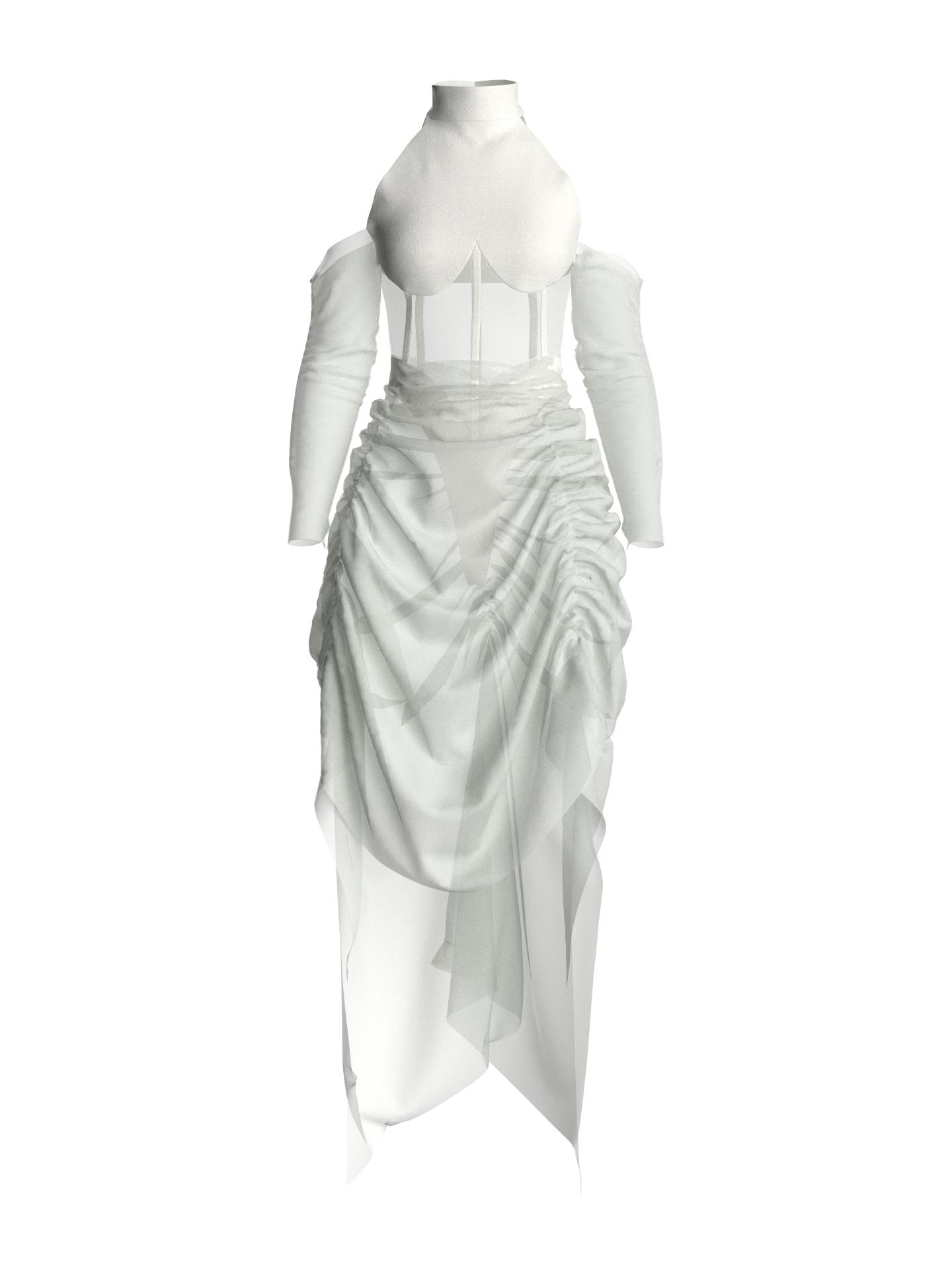 Dress white drapped by BERTA JIMÉNEZ LLANOS