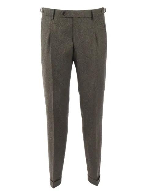 herringbone pleated tailored trousers by BERWICH