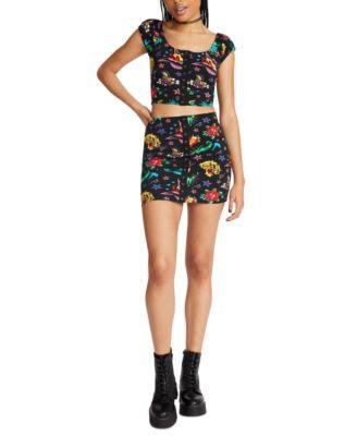 Women's Printed Snap-Front Mini Skirt by BETSEY JOHNSON