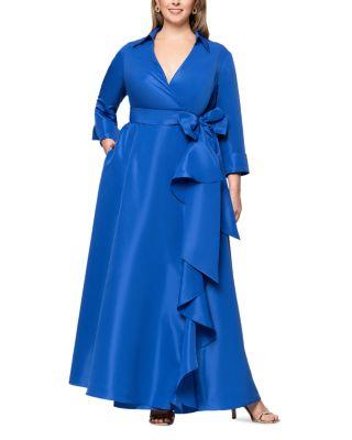 Plus Belted Ruffle Front Ball Gown by BETSY&ADAM