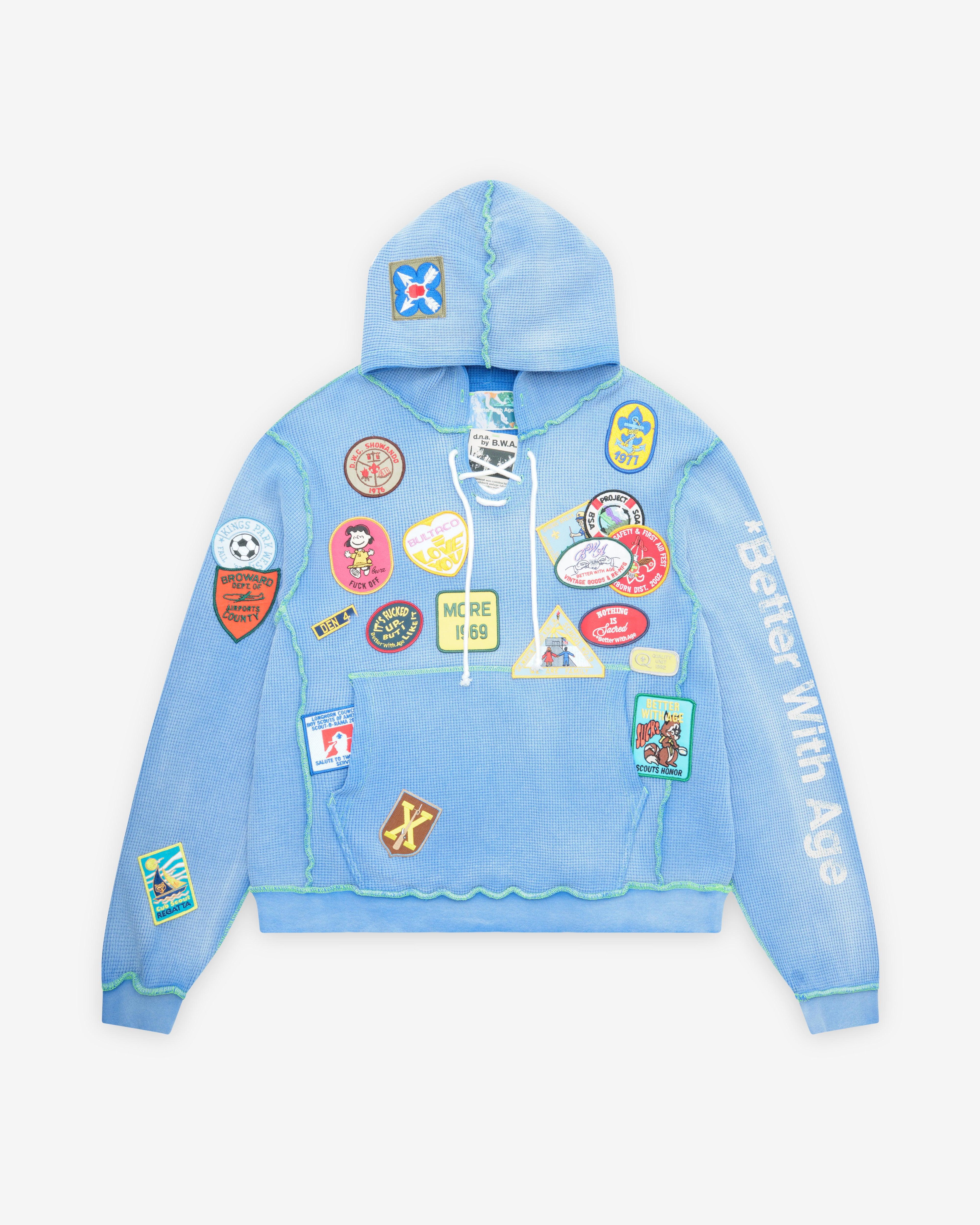 Better With Age - Men's Gentlemen's Waffle Hoodie - (Blue) by BETTER WITH AGE