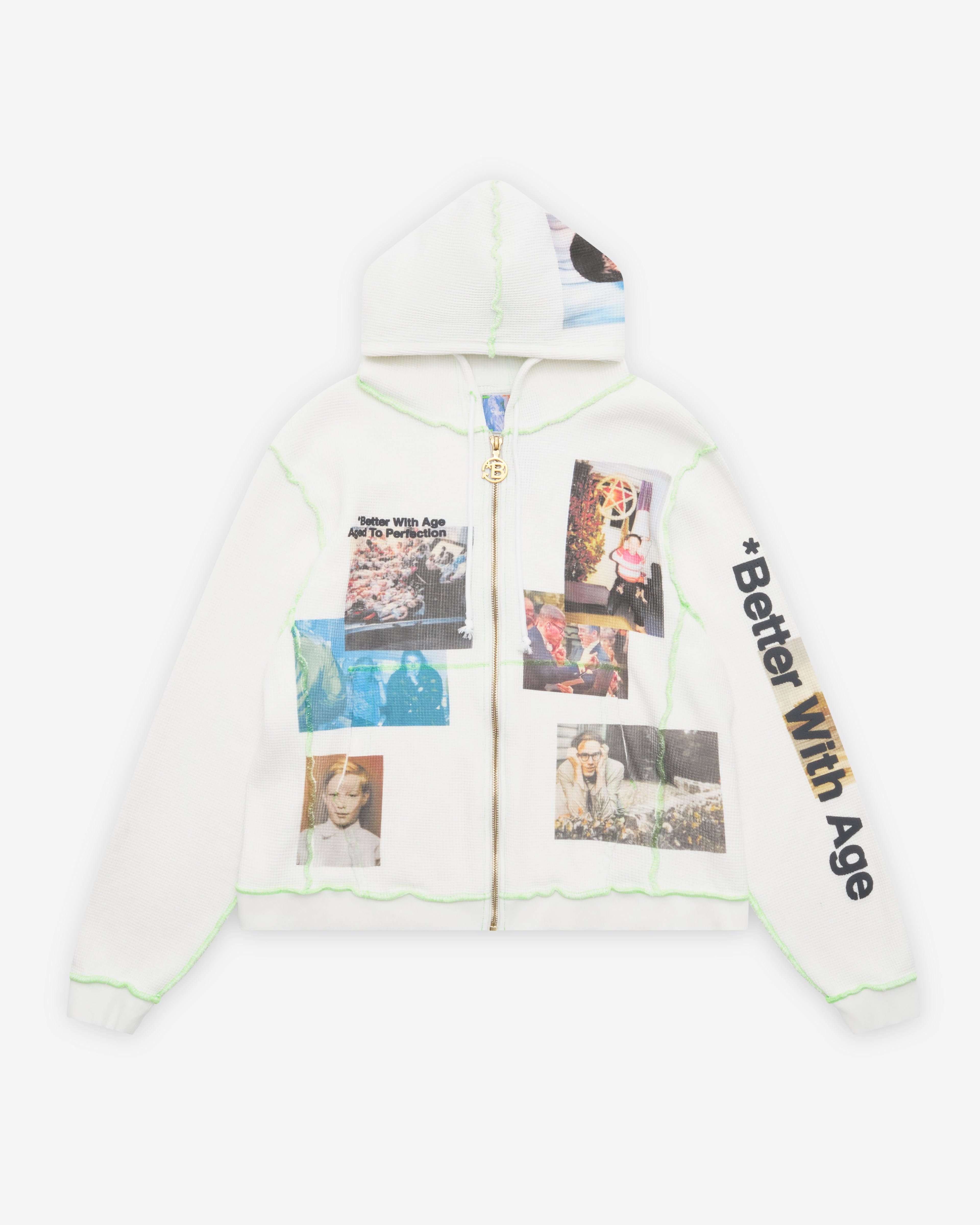 Better With Age - Men's Ricky Waffle Zip-Up Hoodie - (White) by BETTER WITH AGE