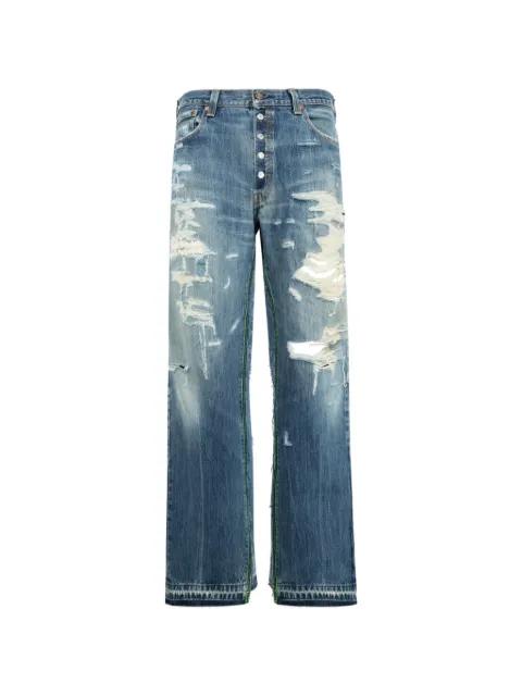 distressed logo-print jeans by BETTER WITH AGE