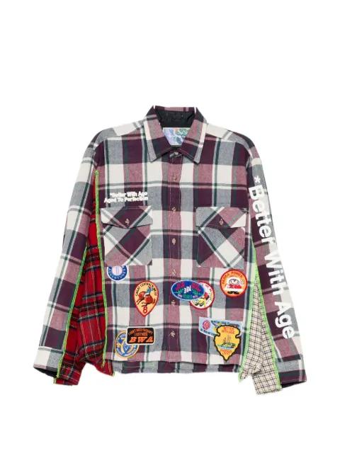 patchwork check-print shirt by BETTER WITH AGE